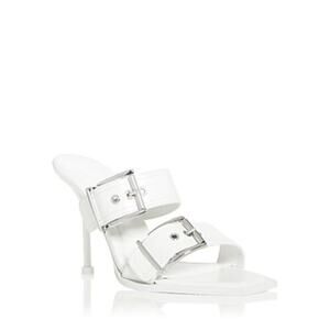 Alexander McQUEEN Women Buckled High Heel Slide Sandals White Multi EUR 40 US 10